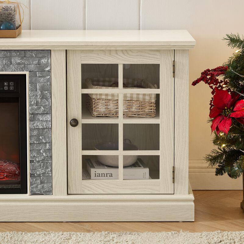 Modern TV Stand with 23" Electric Fireplace image number 7