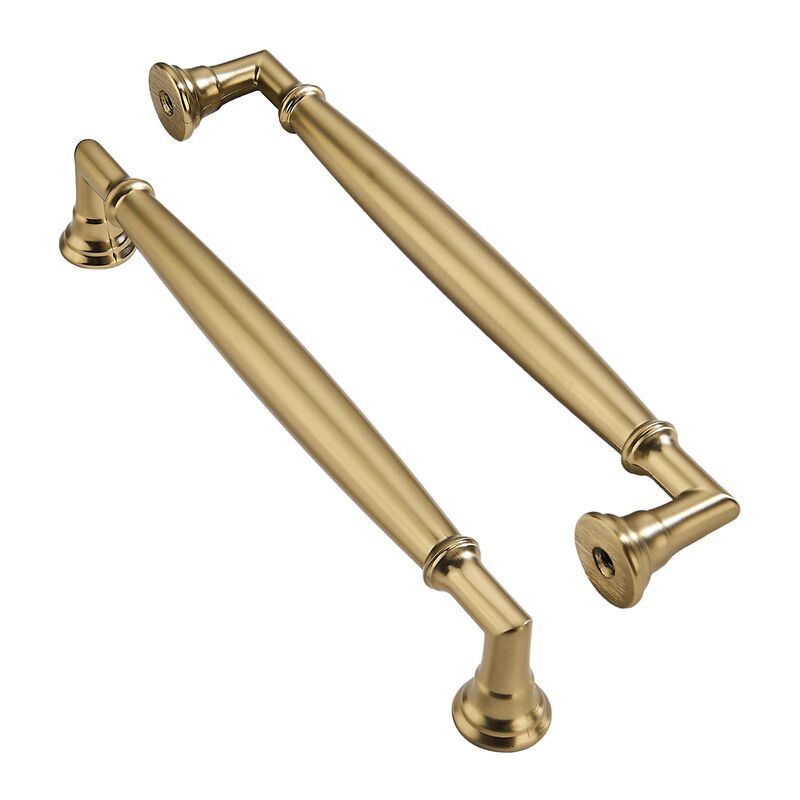 ZAUYX 2 Pack 6 Inch Hole Center Brushed Brass Cabinet pulls Solid Satin Brass Heavy Duty Cabinet Pull Cabinet Handles Kitchen Ca
