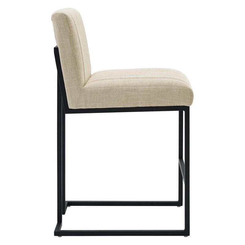 Modway Indulge Channel Tufted Fabric Counter-Height Bar Stool in Beige image number 2