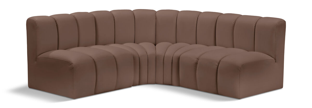 Meridian Furniture Arc Brown Vegan Leather Modular Sofa
