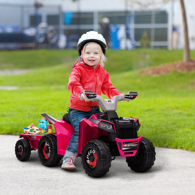 BreeBe 6V Electric Toy Car with Back Trailer, Forward Backward, Wear-Resistant Wheels image number 1