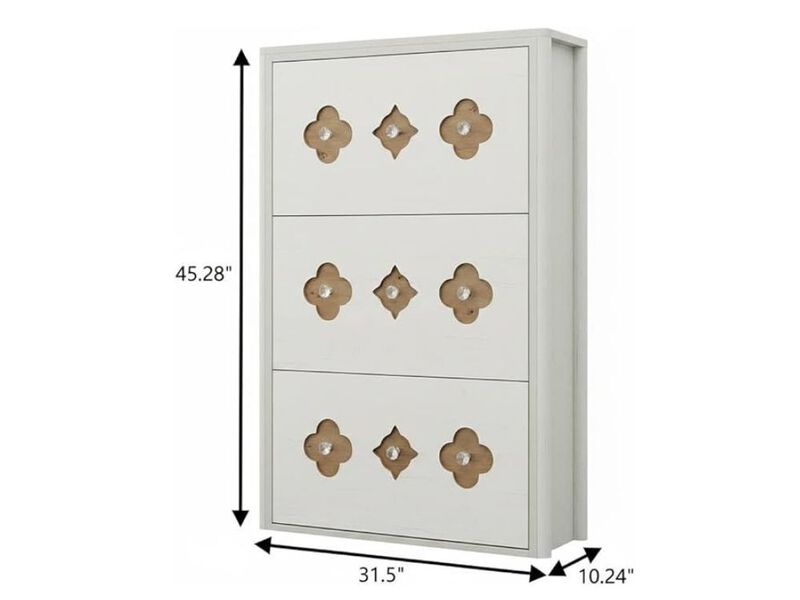 Entryway Shoe Storage Cabinet 3 Drawer Flip White Down Anti image number 2