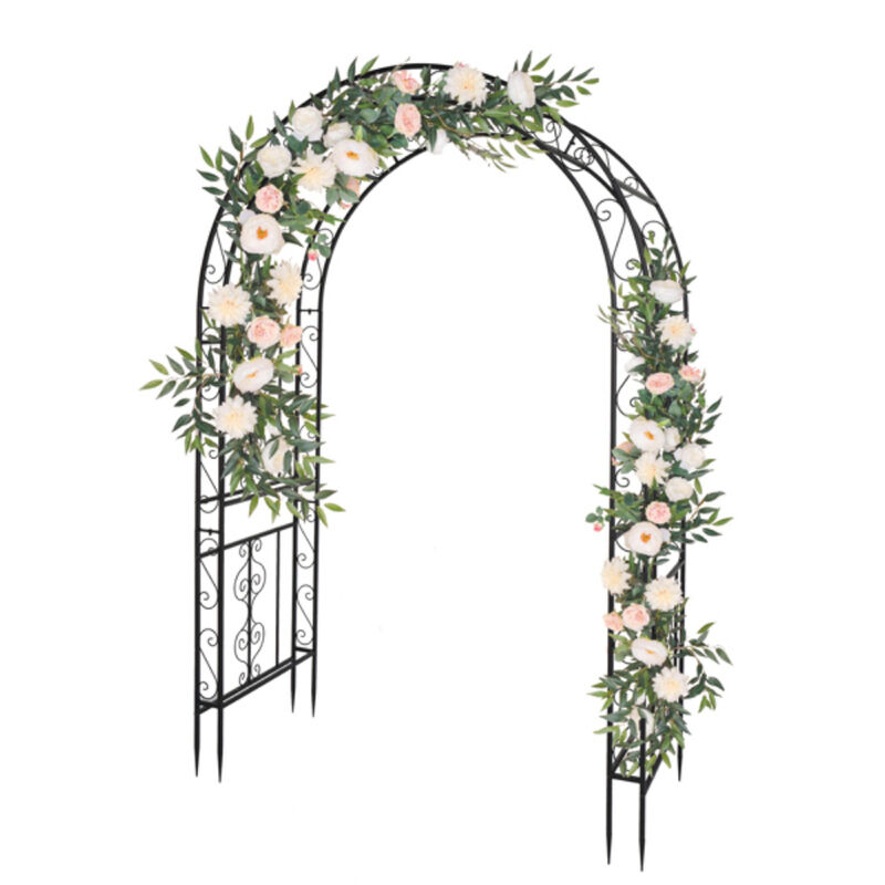Iron Art Double Layer Arch, Arc Top Iron Arch for Garden, Patio, or Event Decor