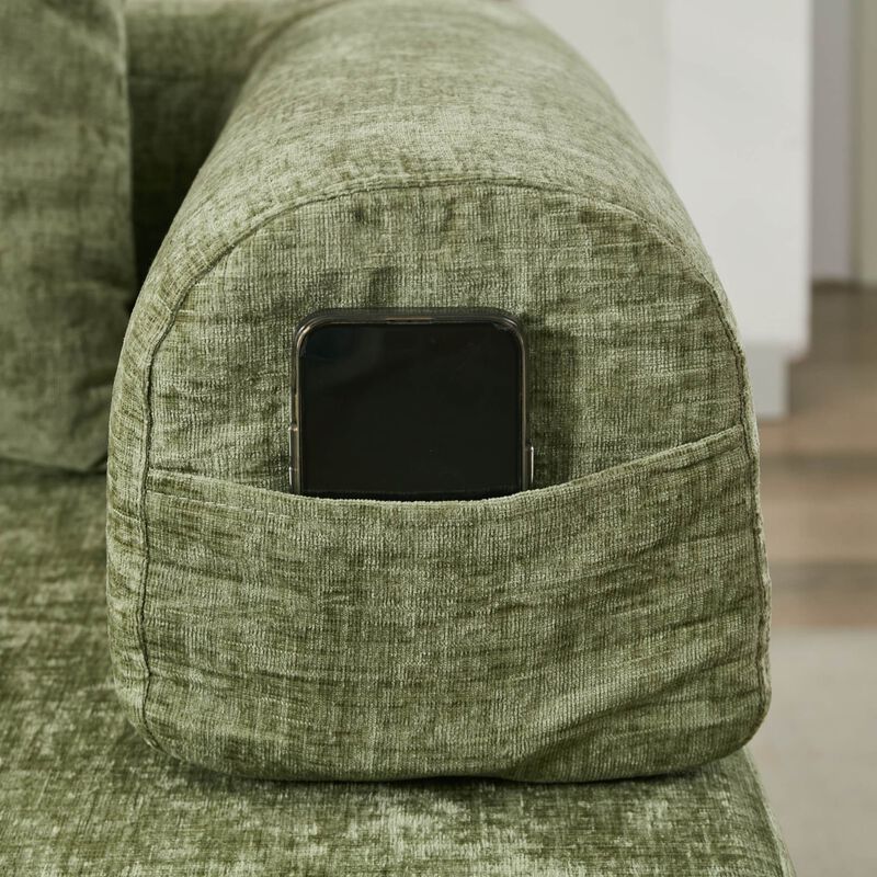 Convertible Folding Mattress Couch, Chenille Floor Sofa with Armrest, Floor Sofa Lounge Couch image number 6