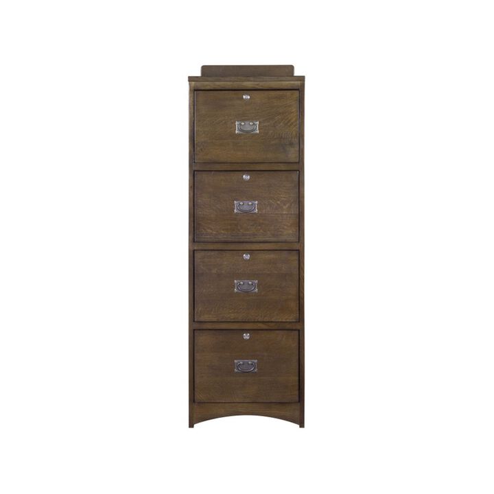 Crafters and Weavers Preorder Mission Solid Oak 4 Drawer File Cabinet - Walnut