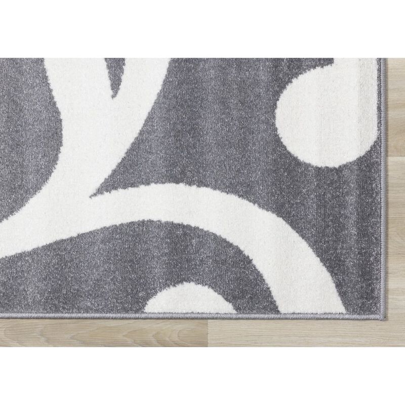Novelle Home Claremont Grey White Classic Swirl Area Rug, 5' x 8', 5'3 x 7'7 image number 5