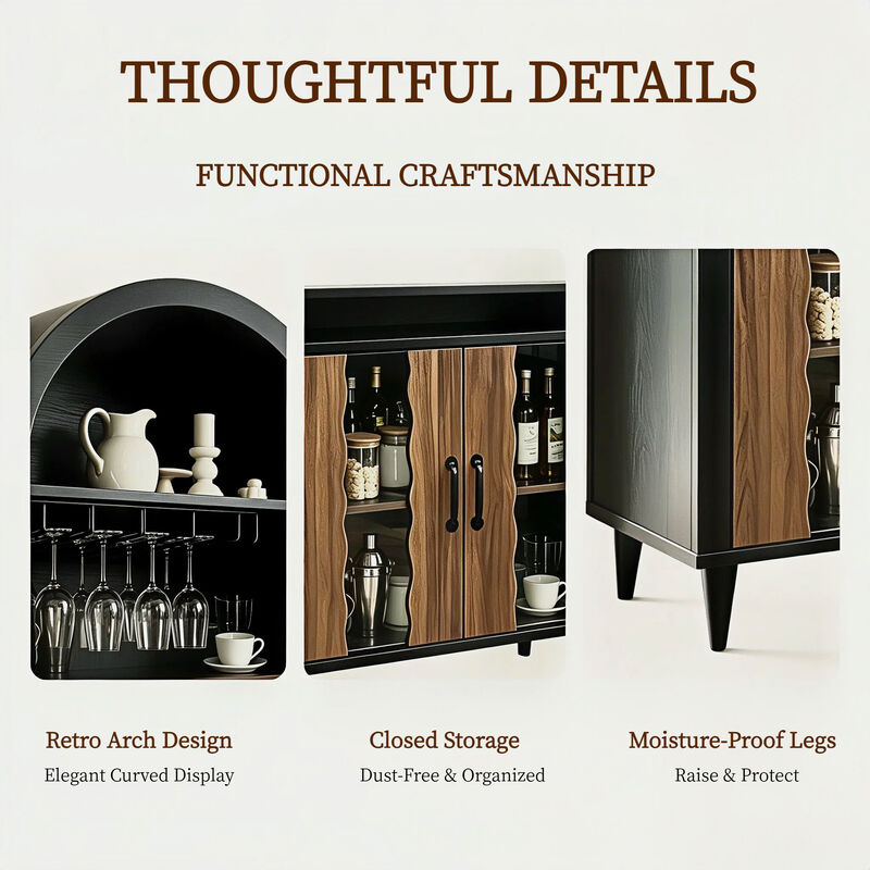 Farmhouse 71" Arched Wine Bar Display Cabinet image number 2
