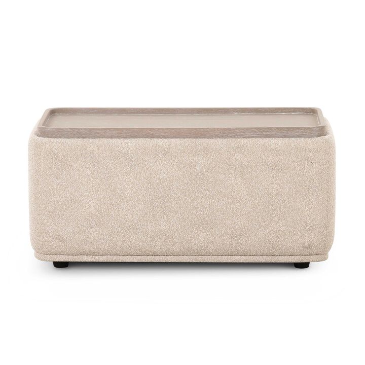 Sylvie Cream Boucle Ottoman Table