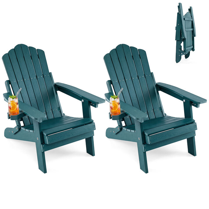 Set of 2 Outdoor Adirondack Chairs with 5-Level Adjustable Backrest