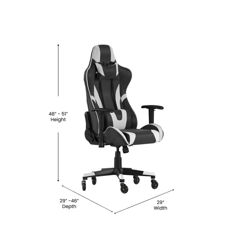 X20 Gaming Chair Racing Office Computer PC Adjustable Chair with Reclining Back and Transparent Roller Wheels in   LeatherSoft