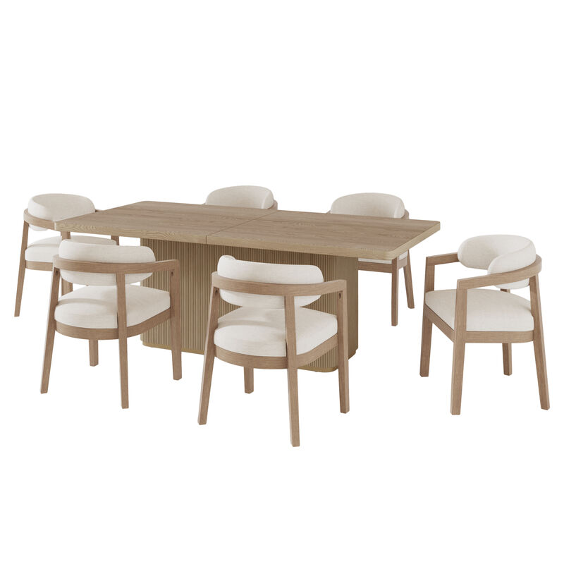 Christopher Knight Home Uintah Modern 7 Piece Rubberwood Upholstered Dining Set