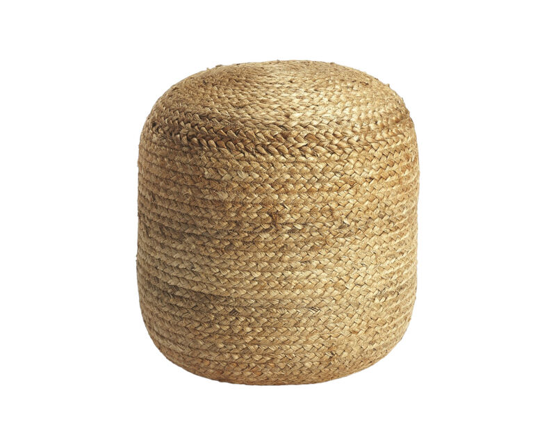 Hivvago 16 Inch Jute Round Pouf Ottoman