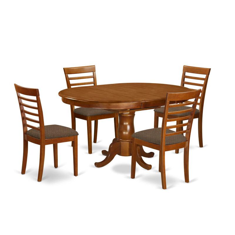 5 PC Dining room set for 4-Oval Dining Leaf with 4 Dining Chairs