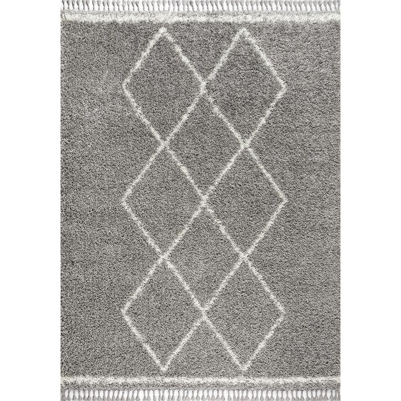 Beautiful Mercer Shag Plush Tassel Moroccan Tribal Geometric Trellis Area Rug