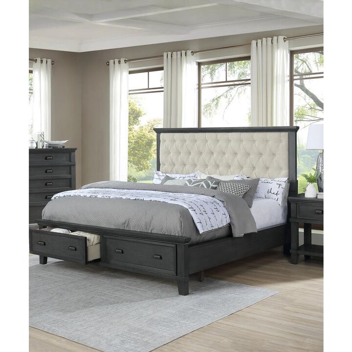 Best Quality Furniture Sandy Platform Eastern King Bed in Cappuccino