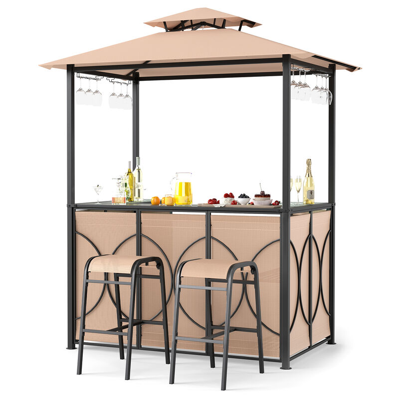 Outdoor Grill Gazebo Set with Bar Table and 2 Stools &ndash; Perfect for BBQ Parties