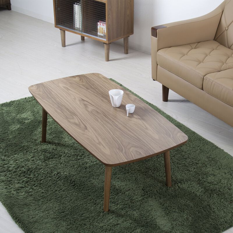 AZUMAYA Folding Legs Table W41.3 x D20.5 x H13.8 Inches Natural Walnut and Rubber Wood Material Home and Living Coffee Table Wal