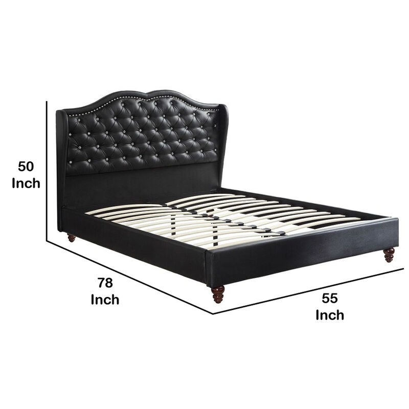 Magnificent Faux Leather Upholstered Queen Size Bed Black - Benzara