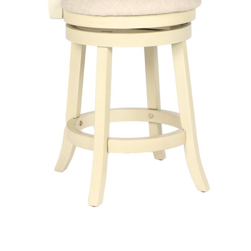 24-Inch Wood Counter Stool 360 Swivel Fabric Seat Ant White image number 2