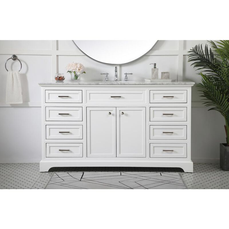 Elegant Kitchen and Bath 60 inch Single bathroom vanity in white