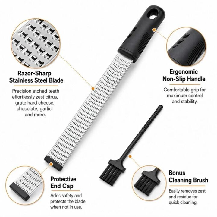 Stainless Steel Lemon Zester & Cheese Grater