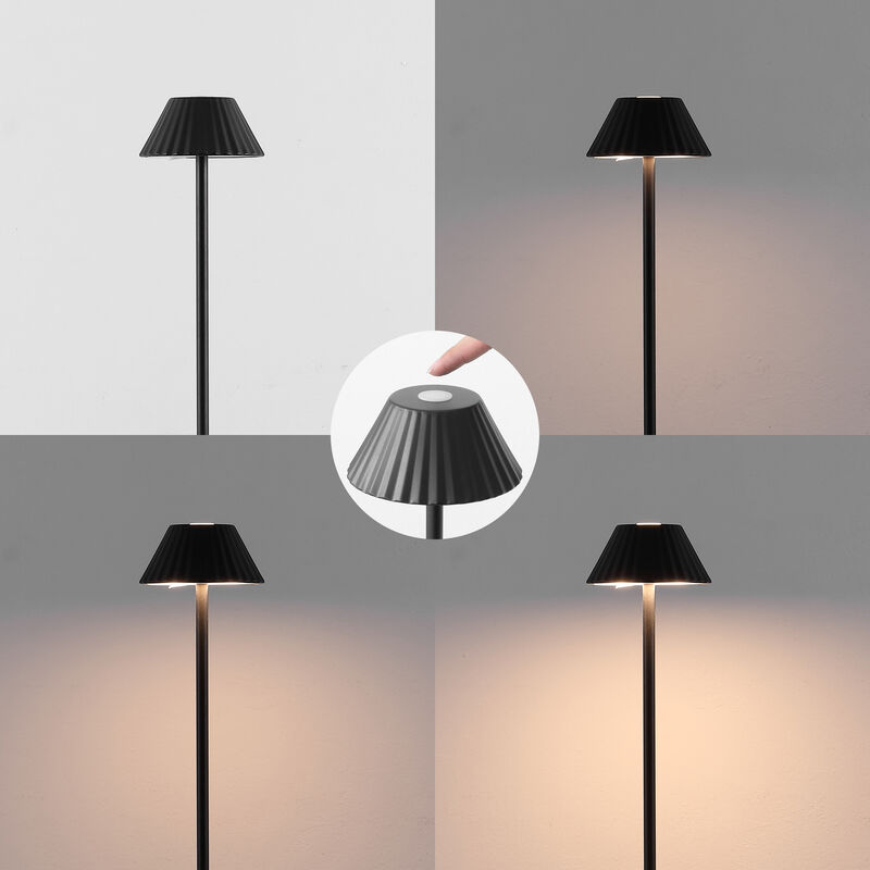 Mallory 44" Modern Minimalist Indoor/Outdoor Iron Pleated Shade Rechargeable/Cordless Dimmable Integrated LED Floor Lamp