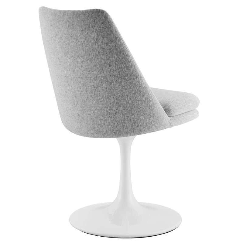 Modway Lippa Upholstered Swivel Dining Side Chair in White Light Gray - Armless Woven Heathered Fabric Accent Chair with Pedestal Base - 360&deg; Office Desk Rotating Chair with No Wheels image number 7