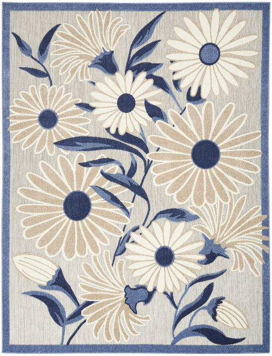 HomeRoots Floral Non Skid Indoor Outdoor Area Rug
