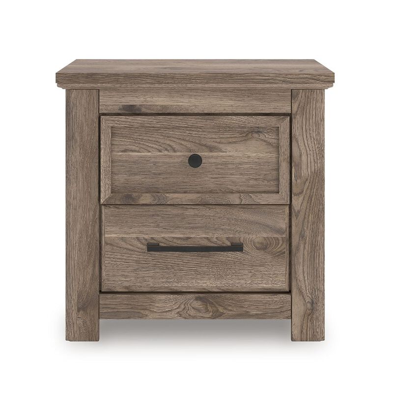 Cota Nightstand, 2 Drawers with Bronze Handles, USB Port, Dark Brown image number 2