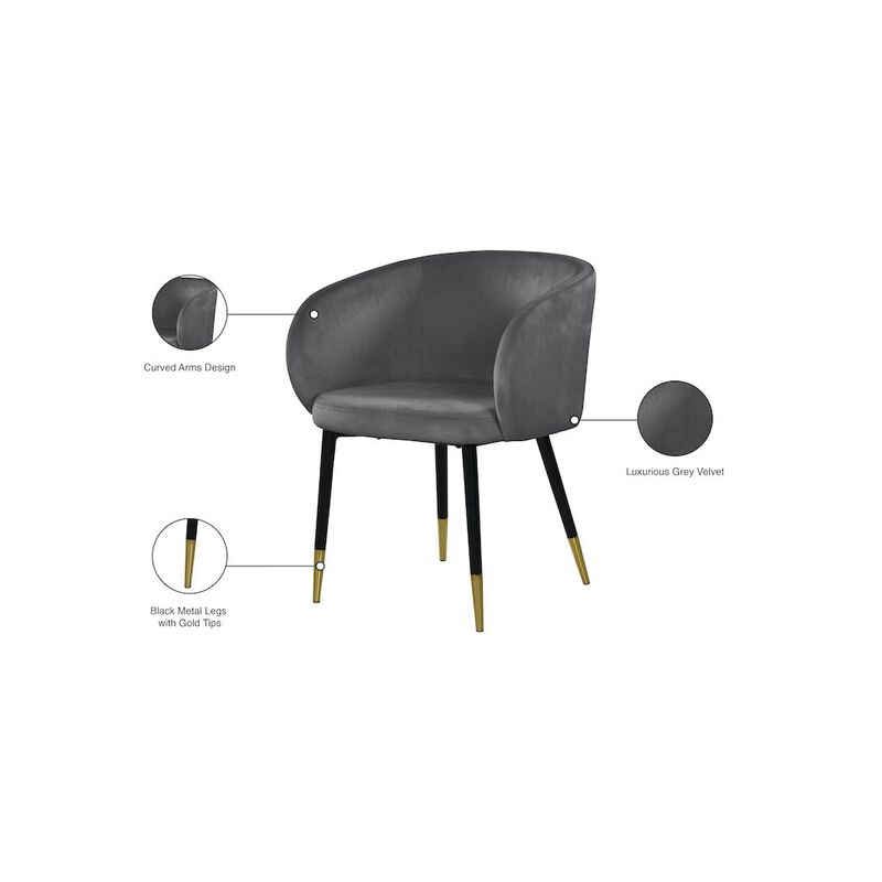 Meridian Furniture Louise Grey Velvet Dining Chair