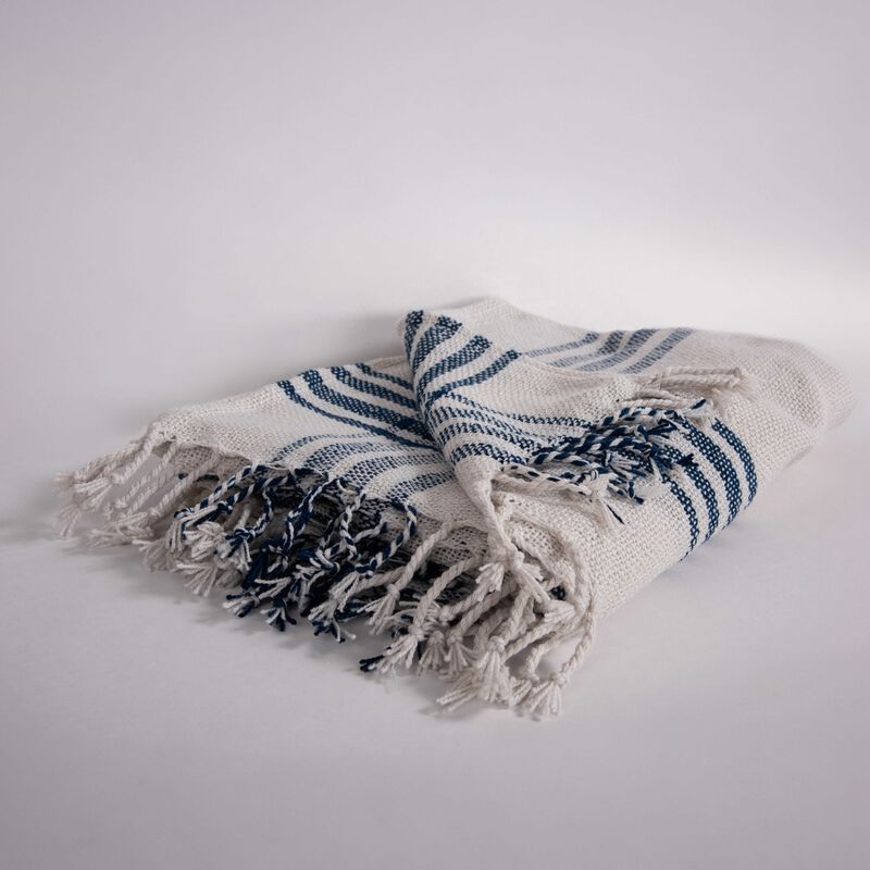 Coastal Blue/Sandy Ivory 50" x 60" Throw Blanket