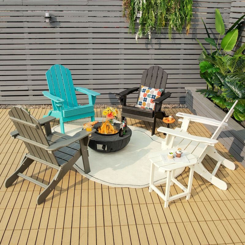 Foldable Weather Resistant Patio Chair with Built-in Cup Holder image number 6