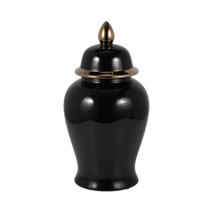 18" Temple Jar, Black/Gold