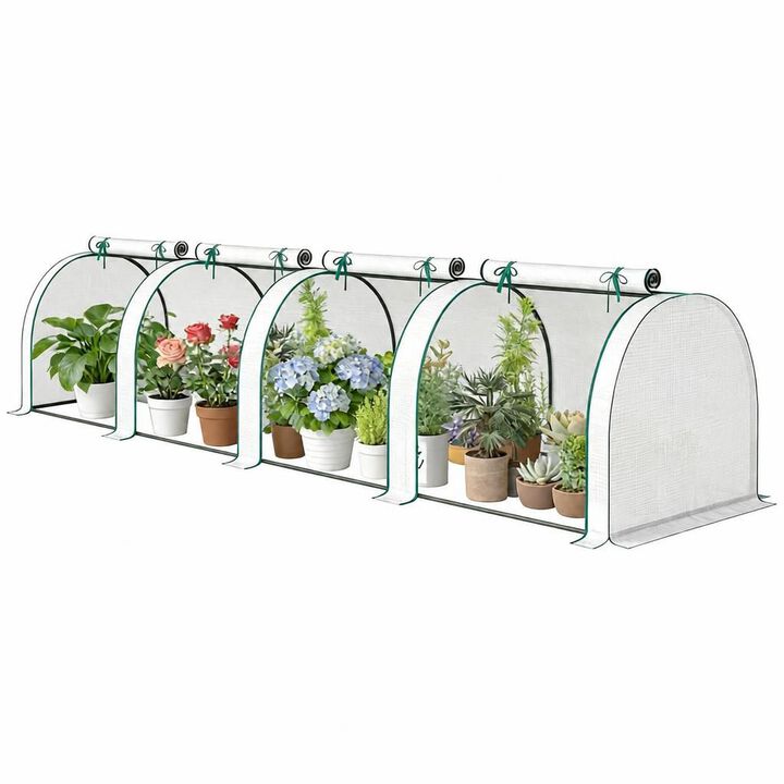 WOW PIONEER Wide Low Profile Portable Mini Greenhouse with Four Zipper Doors for Balcony Patio Outdoor Plant Growing and Gardening