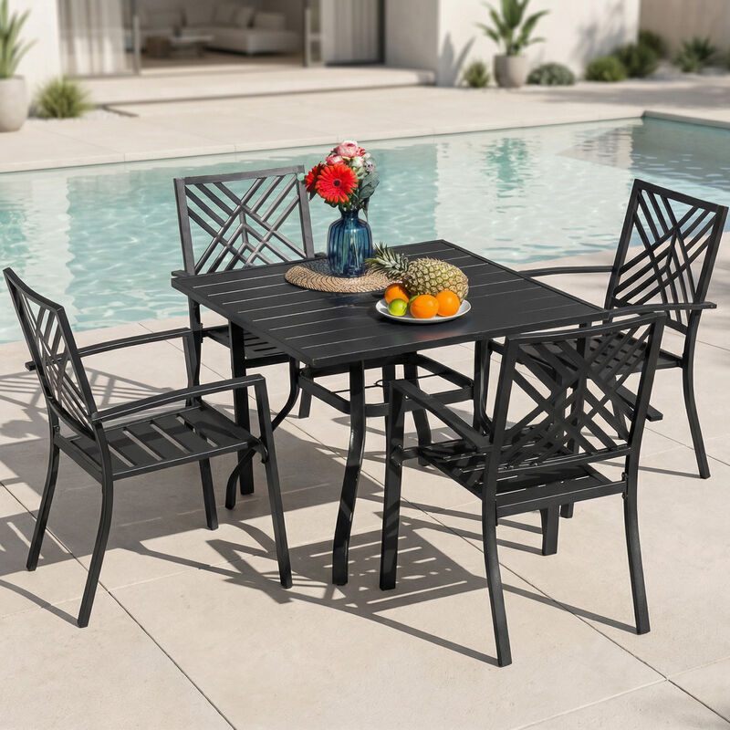 Sour Citrus 5-Piece Patio Dining Set, Stackable Chairs and Table Set for Garden, Backyard, Poolside image number 1
