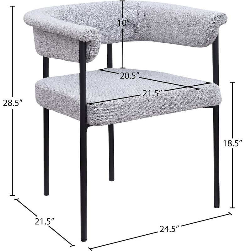Meridian Furniture Malin Grey Boucle Fabric Dining Chair, Set of 2