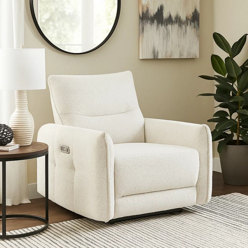 Lali Zero Gravity Power Motion Recliner Chair, USB Port, Cream Chenille image number 6