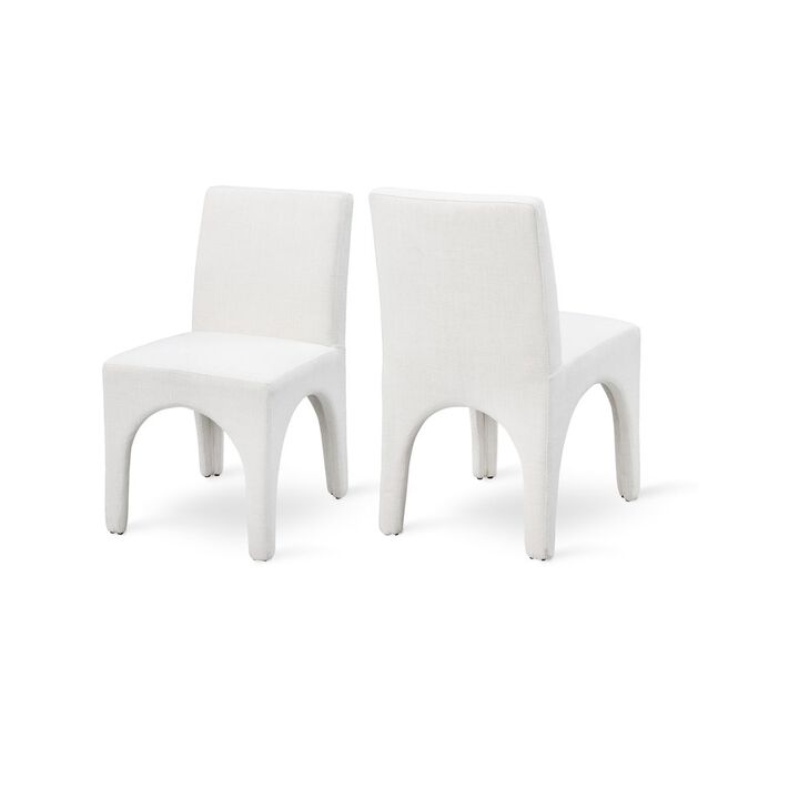 Meridian Furniture Gramercy Cream Linen Textured Fabric Dining Chair, Set of 2