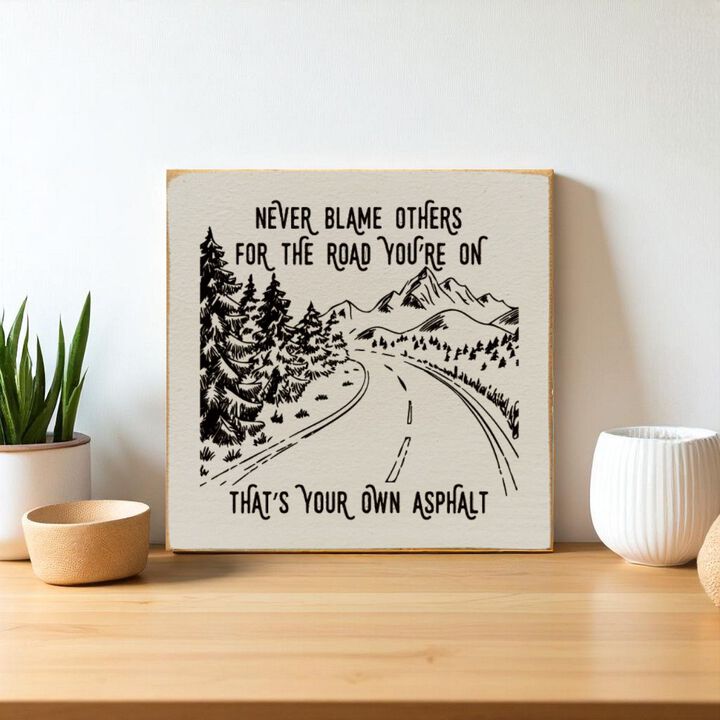 Inspirational Wooden Wall Art Sign Rustic Home Decor Motivational Quote Plaque Never Blame Others