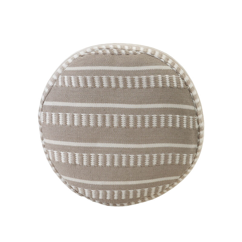 Polyester Round Striped Indoor Outdoor Pouf Ottoman