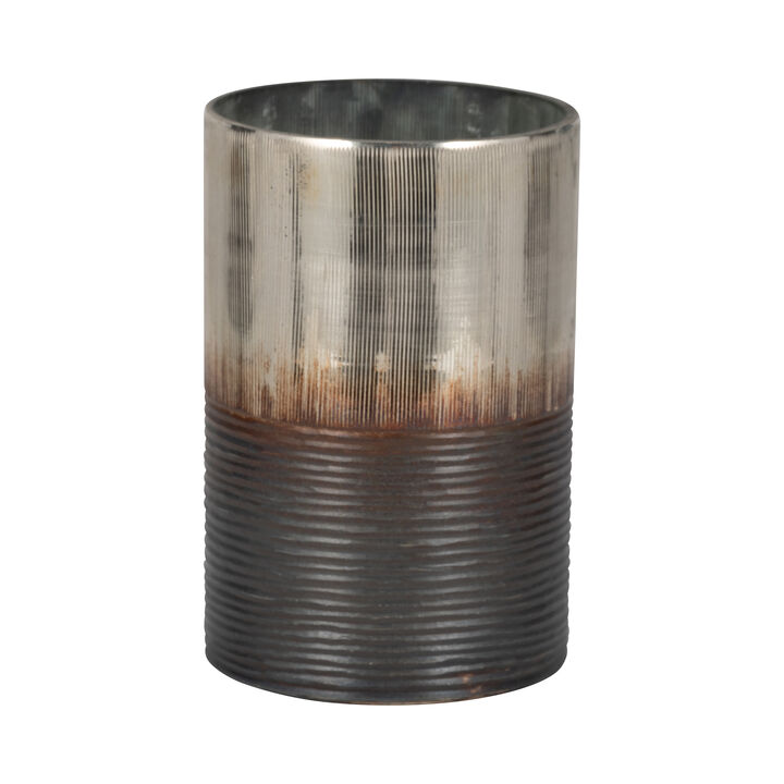 9" Metallic 2-Tone Glass Vase