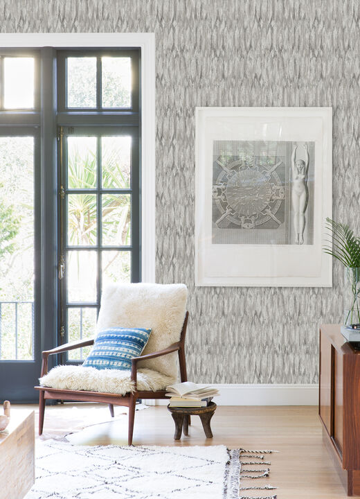 Kintana Silver Abstract Trellis Wallpaper