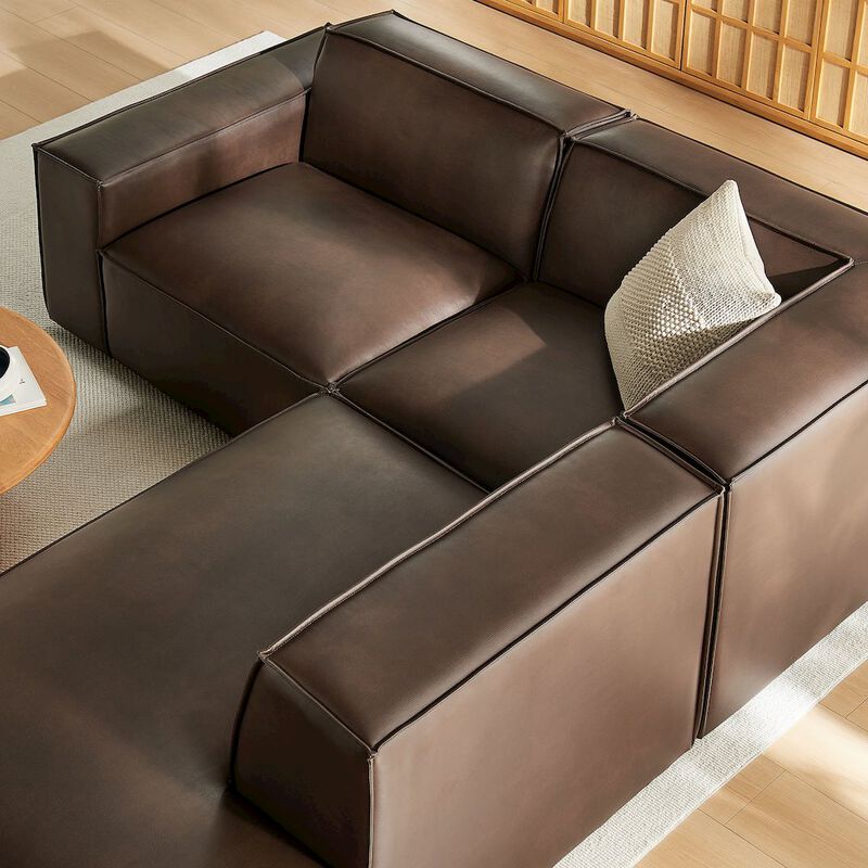Restore 3-Piece Vegan Leather Modular L-Shaped Sectional Sofa image number 8