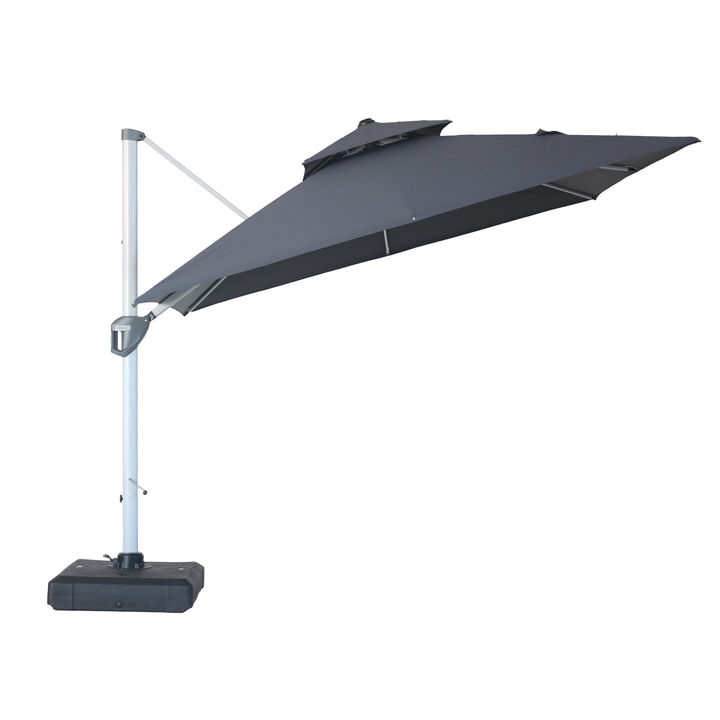 Mondawe 10 ft. Octagon Aluminum Cantilever Patio Umbrella 360� Rotation with Cover and Base Included
