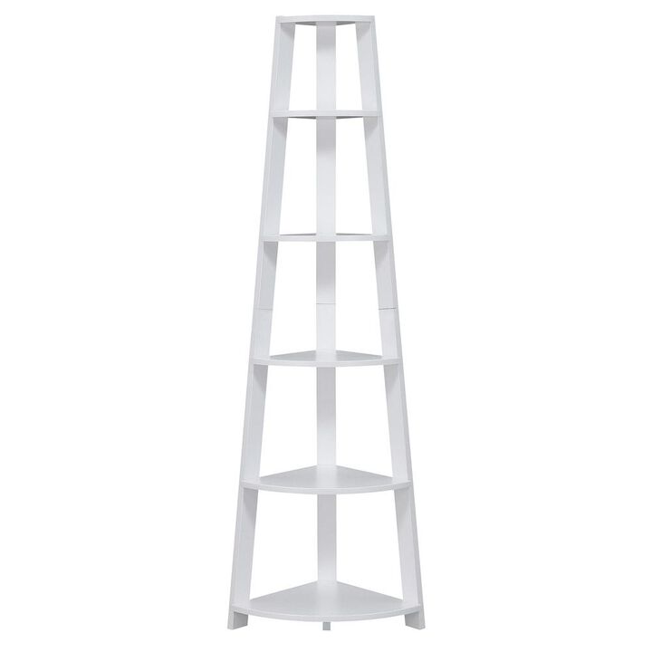 Convenience Concepts Newport 5 Tier Corner Bookshelf White