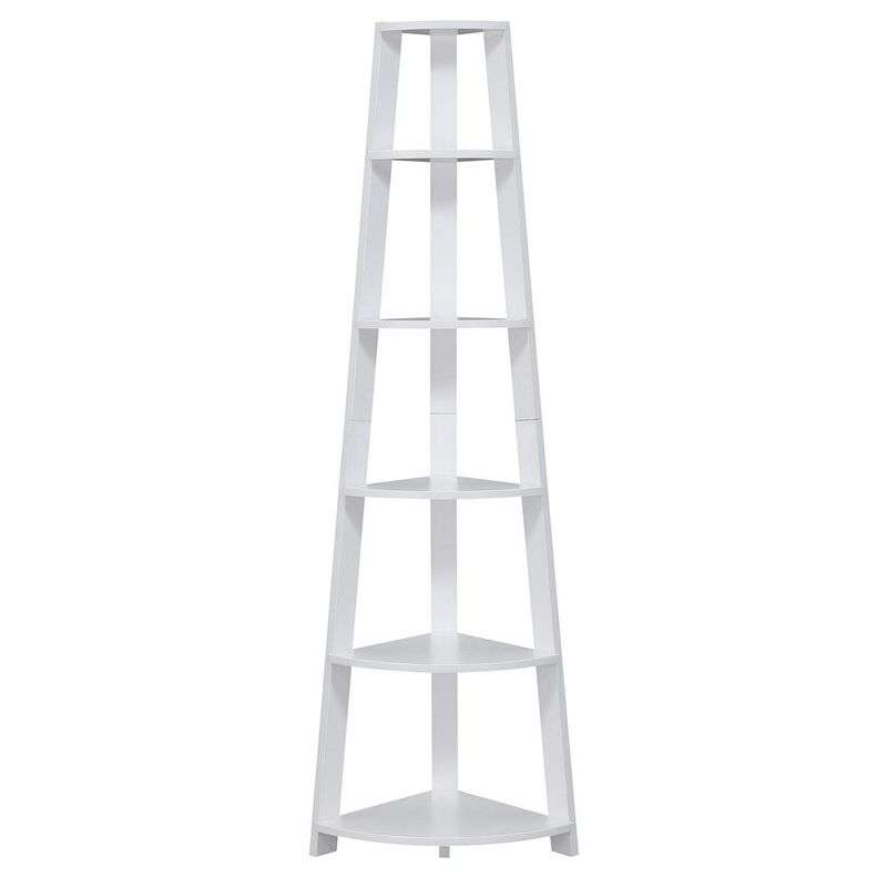 Convenience Concepts Newport 5 Tier Corner Bookshelf White
