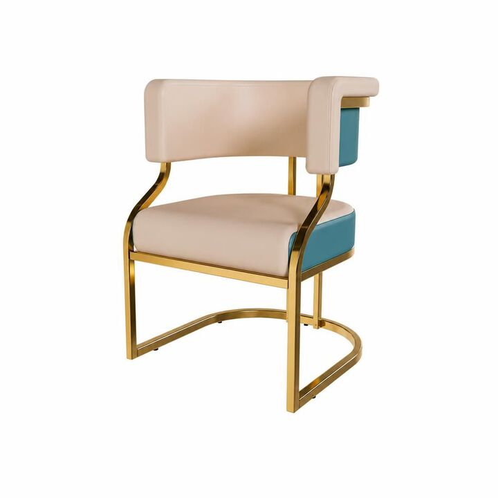 GOODSILO Armless Modern Dining Accent Chairs Set of 2 with Gold Plated Iron Frame PU Upholstered Cushion Ergonomic Curved Backrest for Dining Room Kitchen