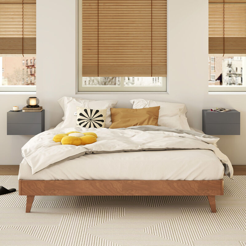 Wall-Mounted Floating Nightstand with 2 Storage Drawers for Bedroom image number 6