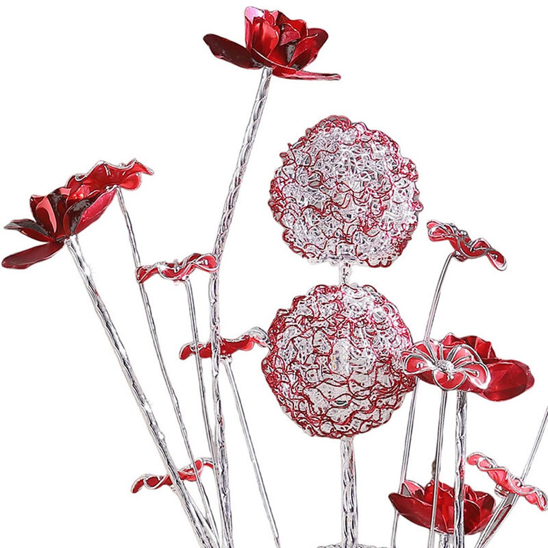 Hivvago 22" Silver and Clear Metal and Acrylic Red Rose Bedside Lamp