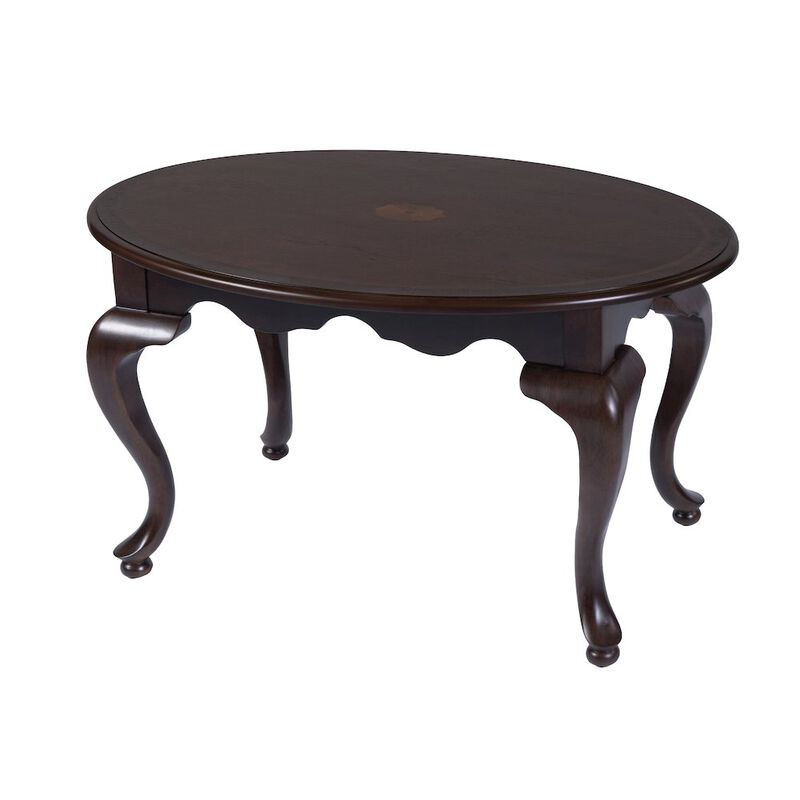 Butler Specialty Mareo 38 in. W Oval Wood Traditional Queen Anne Coffee Table, Cherry image number 0